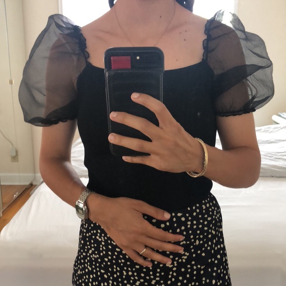 NWOT Zara Black Ruffle Top - Picture 3 of 6